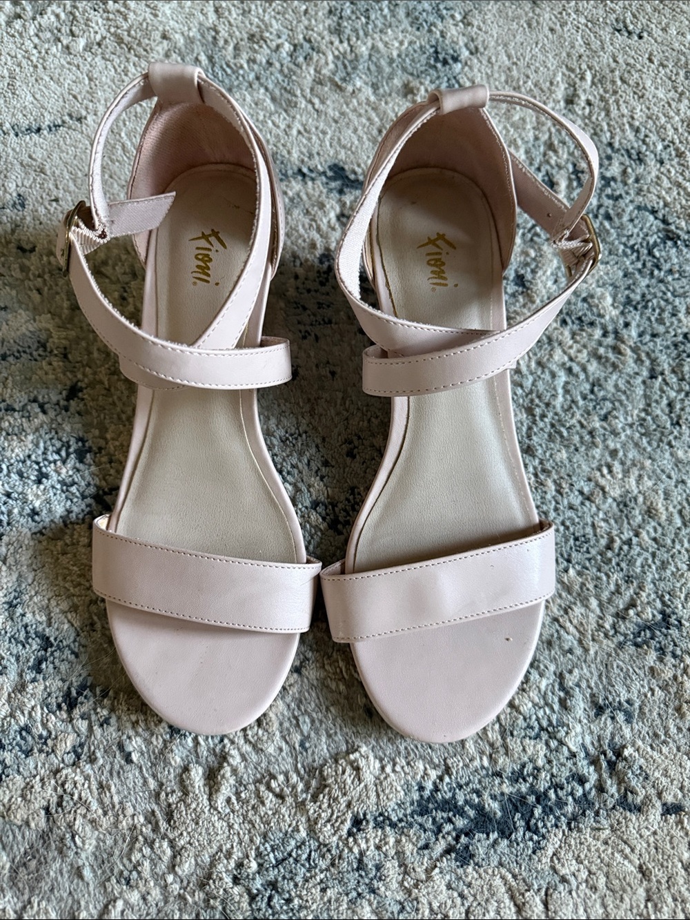 FIONI Clothing Blush Pink Wedge Ankle-Strap Sandals